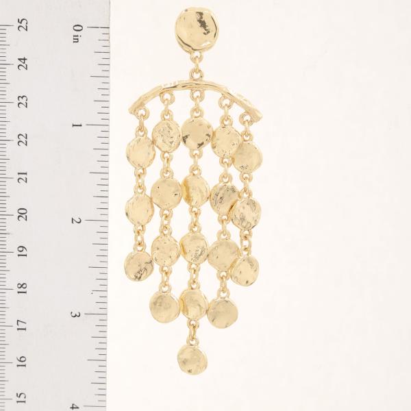 TWO TONE COIN LINK DANGLE METAL EARRING