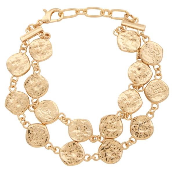HAMMERED METAL ROUND LAYERED CHAIN BRACELET