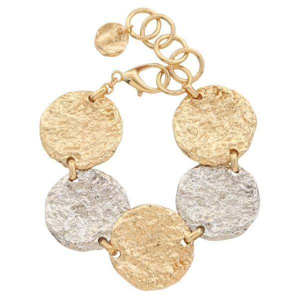 HAMMERED METAL WIDE ROUND CHAIN BRACELET