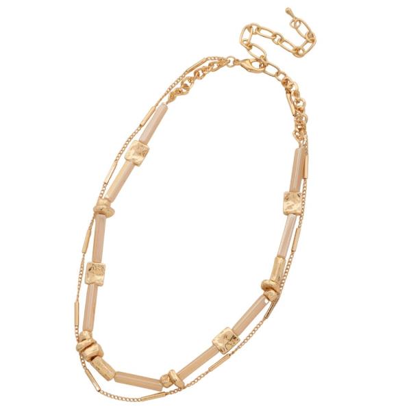 METAL BEAD LINK LAYERED NECKLACE