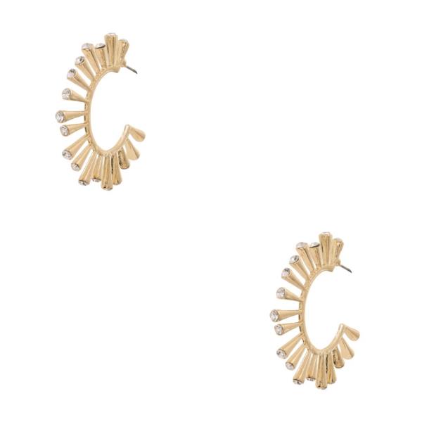 RHINESTONE METAL OPEN CIRCLE EARRING