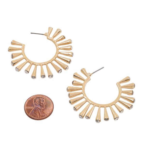 RHINESTONE METAL OPEN CIRCLE EARRING