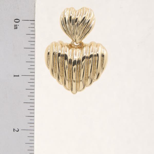 DOUBLE HEART LINED METAL DANGLE EARRING