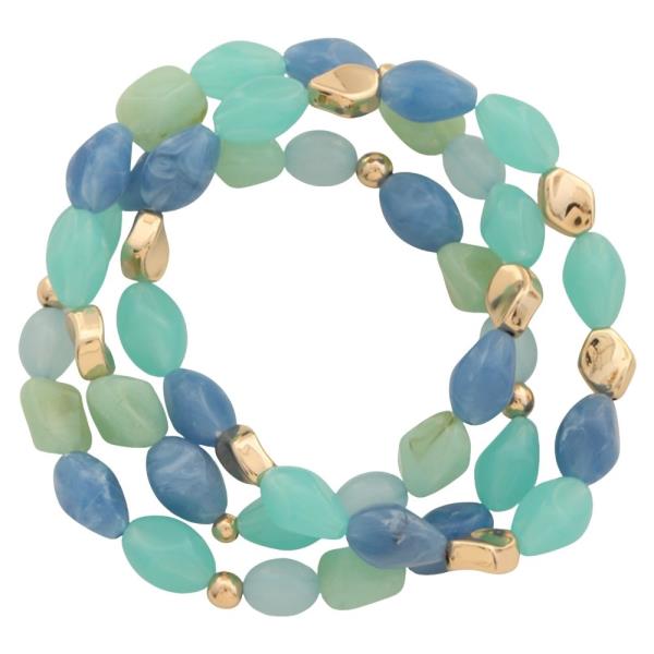 COLOR STONE BEAD STRETCH MULTI BRACELET SET