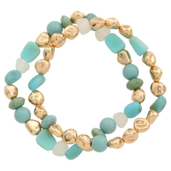 SEED BEAD METAL BEAD STRETCH MULTI BRACELET SET