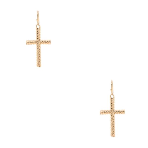 LINED CROSS DANGLE EARRING