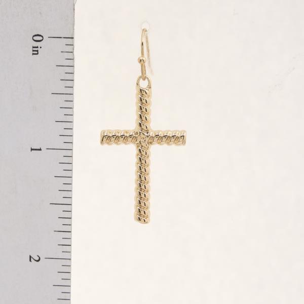LINED CROSS DANGLE EARRING