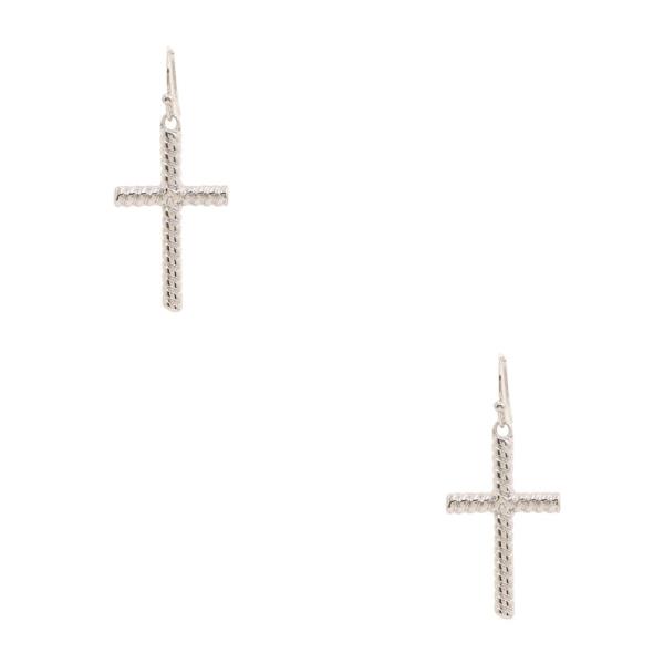 LINED CROSS DANGLE EARRING