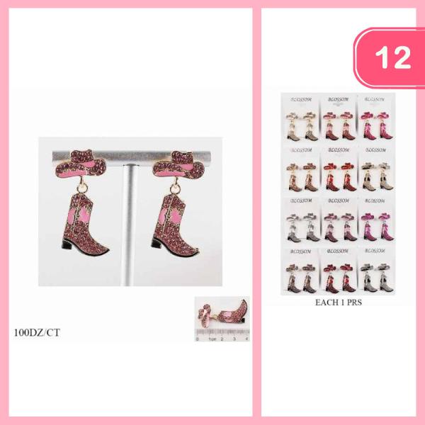 WESTERN BOOT HAT EARRING (12 UNITS)