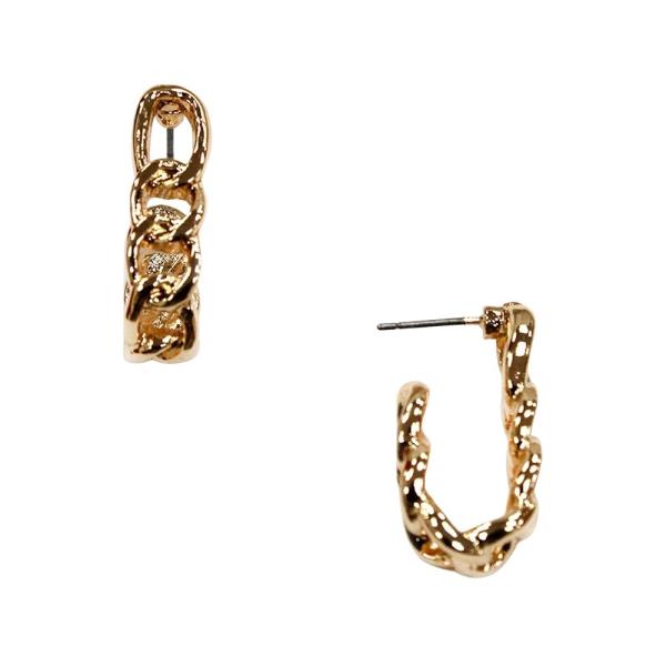 TEXTURED METAL CHAIN LINK HOOP EARRING