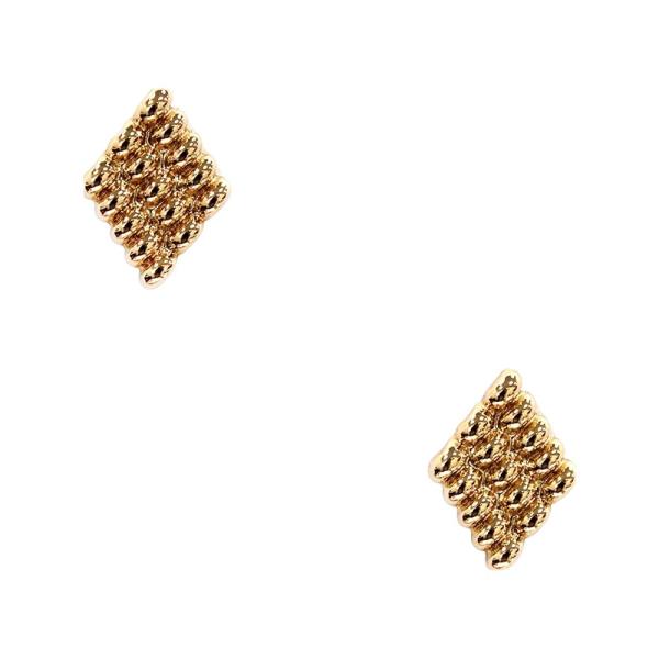 TEXTURED METAL DIAMOND STUD EARRING