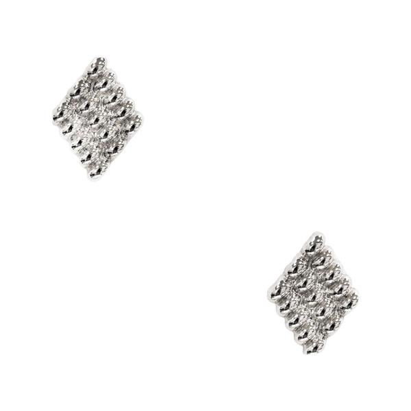 TEXTURED METAL DIAMOND STUD EARRING