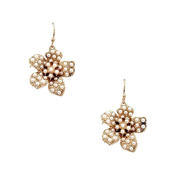PEARL FLORAL DANGLE EARRING