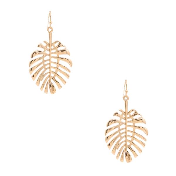 LEAF METAL DANGLE EARRING