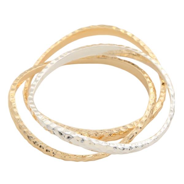 HAMMERED METAL BANGLE BRACELET SET