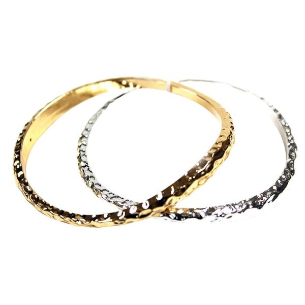 HAMMERED METAL THIN BANGLE MULTI BRACELET SET