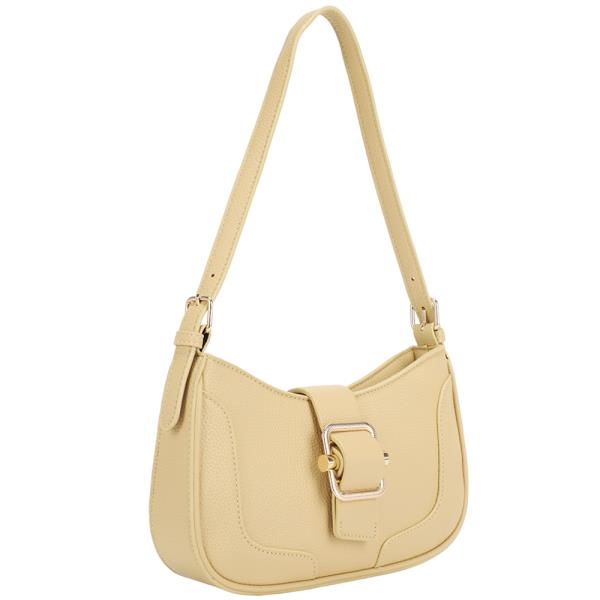 TEXTURED BUCKLE DESIGN SHOULDER BAG