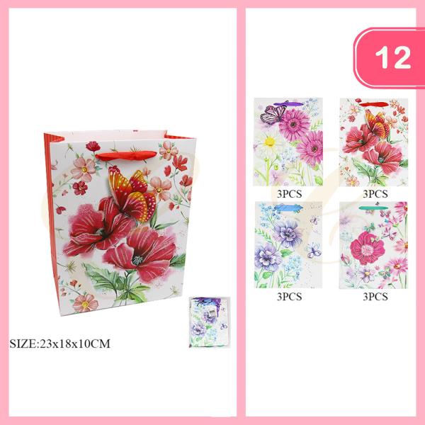 FLOWER PRINT GIFT BAG (12 UNITS)