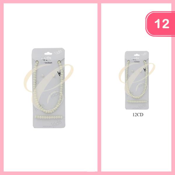 PEARL BEADED NECKLACE EARRING SET (12 UNITS)