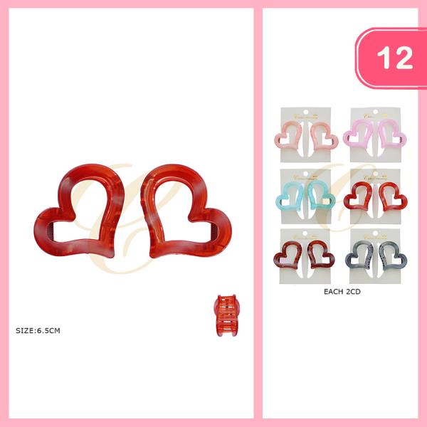 HEART HAIR CLAW CLIP (12 UNITS)