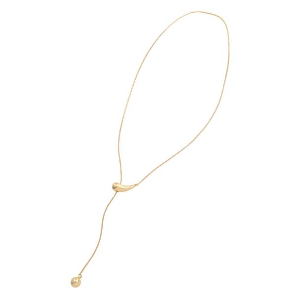 SODAJO TEARDROP BALL BEAD Y SHAPE GOLD DIPPED NECKLACE