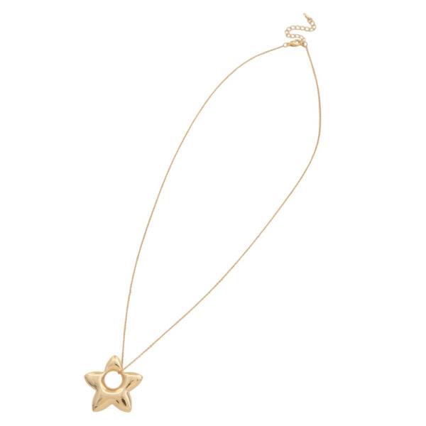 SODAJO FLOWER PENDANT DAINTY LINK GOLD DIPPED NECKLACE