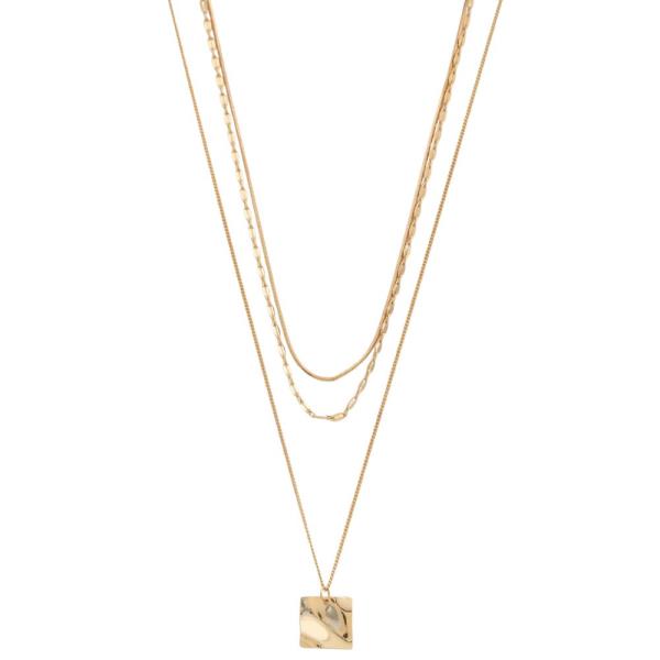 SODAJO SQUARE CHARM DAINTY LINK GOLD DIPPED NECKLACE