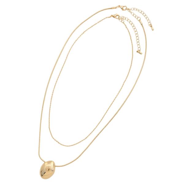 SODAJO OVAL CHARM DAINTY LINK LAYERED GOLD DIPPED NECKLACE