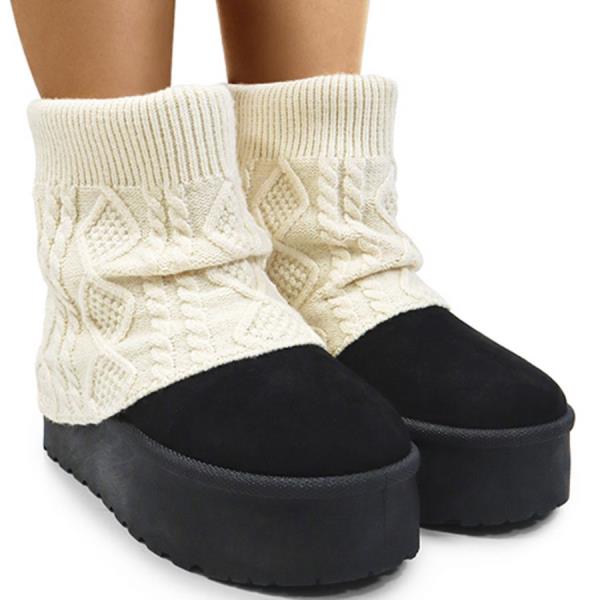KNIT COVERED WINTER SHORT BOOTS 1 PAIRS