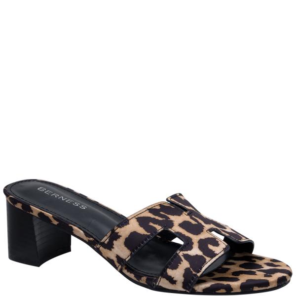 LEOPARD PRINT OPEN TOE SLIDE HEEL 1 PAIR