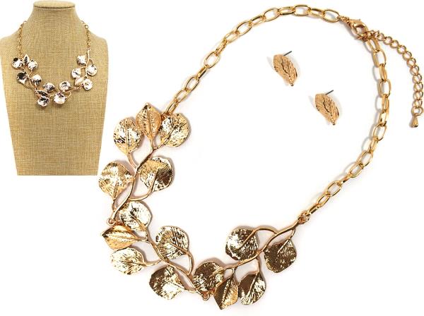 LEAF PATTERN METAL NECKLACE