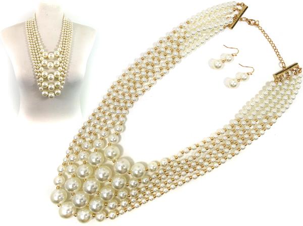 PEARL BEAD LAYERED NECKLACE