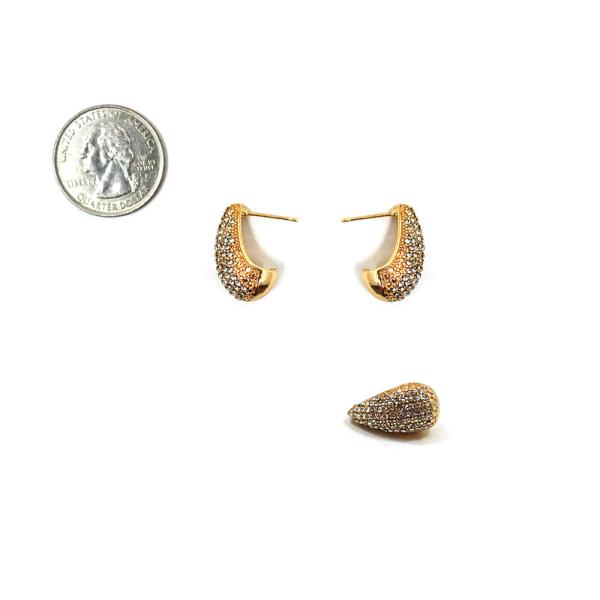 RHINESTONE CURVED HOOP EARRING