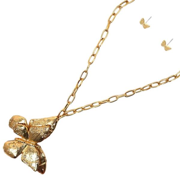 BUTTERFLY PENDANT METAL NECKLACE