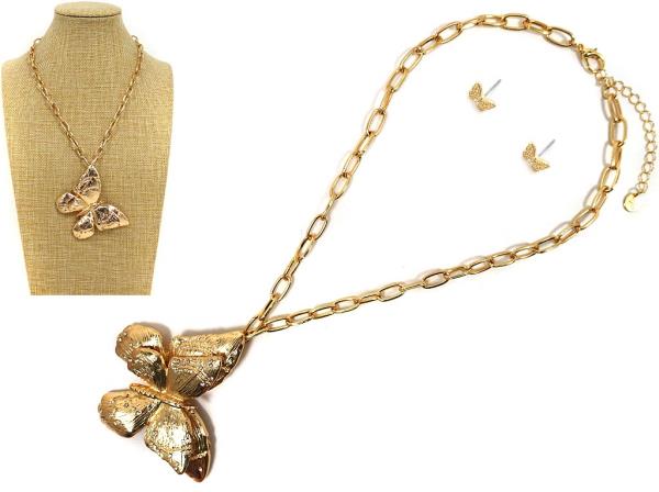 BUTTERFLY PENDANT METAL NECKLACE