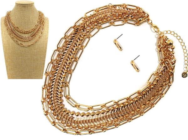 OVAL LINK CHAIN LAYERED NECKLACE