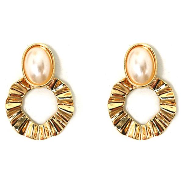 WAVE METAL PEARL EARRING