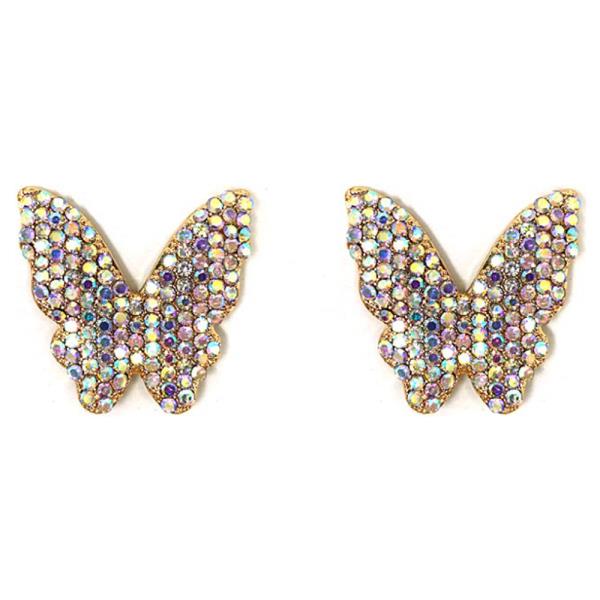 RHINESTONE BUTTERFLY STUD EARRING
