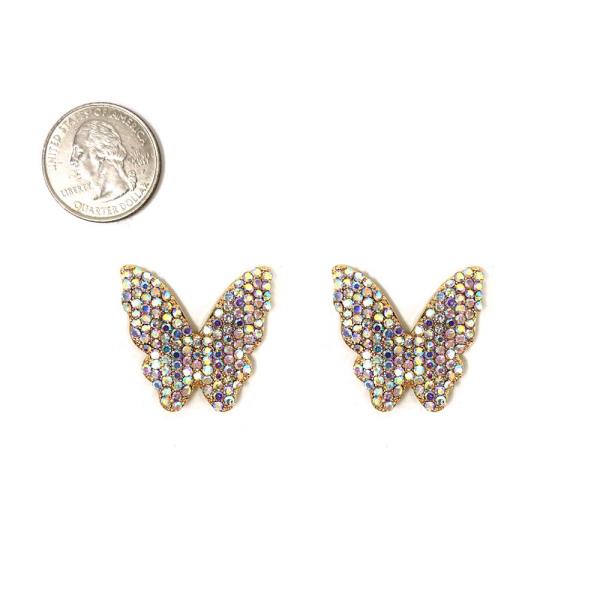 RHINESTONE BUTTERFLY STUD EARRING