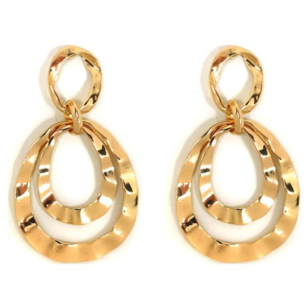 TEARDROP WAVE METAL LINK DANGLE EARRING
