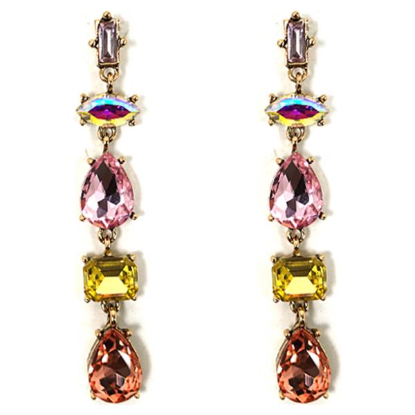 MULTI STONE LINEAR DANGLE EARRING