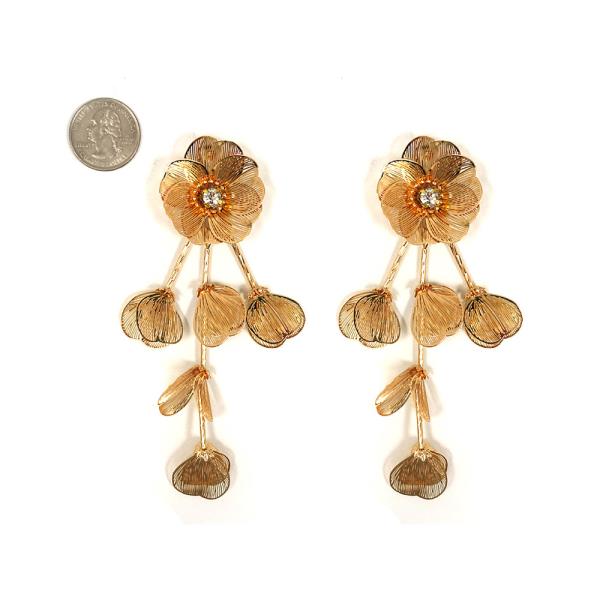 METAL FLORAL DROP DANGLE EARRING