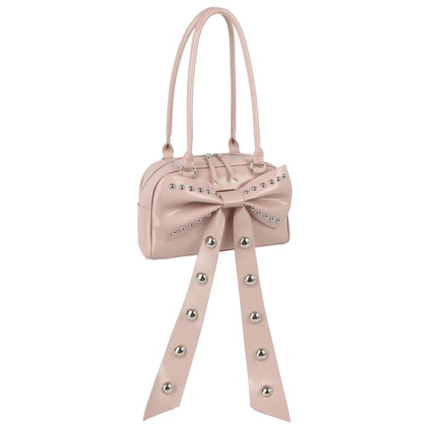 RIBBON STUD DESIGN SHOULDER BAG
