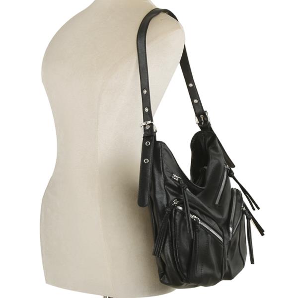 CURVED ZIPPER SHOULDER BAG