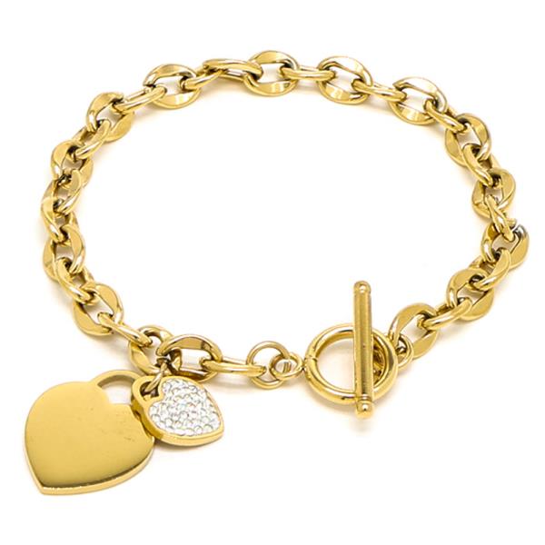SECRET BOX STAINLESS STEEL HEART TOGGLE BRACELET