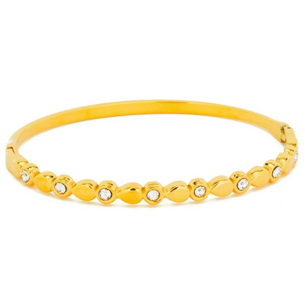 SECRET BOX STAINLESS STEEL ROUND CUBIC ZIRCONIA OPEN BANGLE