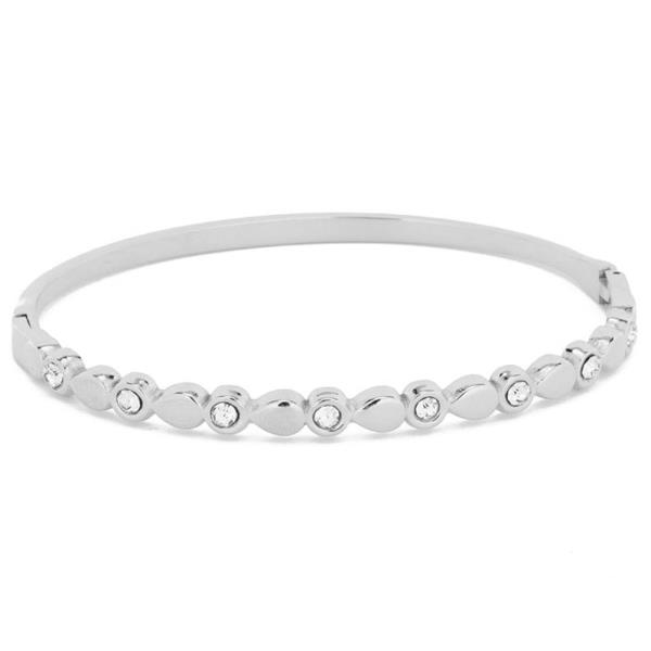 SECRET BOX STAINLESS STEEL ROUND CUBIC ZIRCONIA OPEN BANGLE