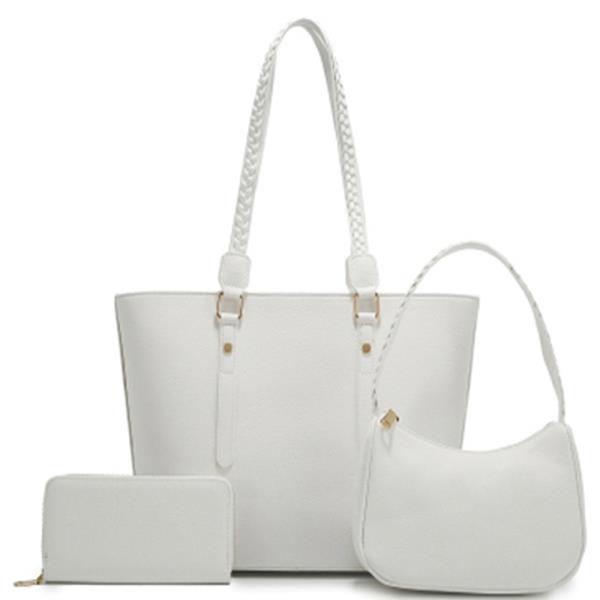 3IN1 PLAIN TOTE W SHOULDER BAG AND WALLET SET
