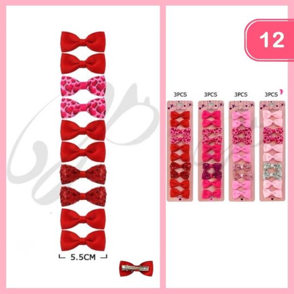 VALENTINES HAIR BOWS (12 UNITS)