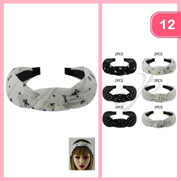 KNOTTED POLKA DOT BOW HEADBAND (12 UNITS)